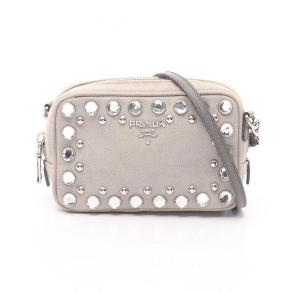 PRADA Gray Leather Saffiano Shoulder Bag - Picture 1 of 10